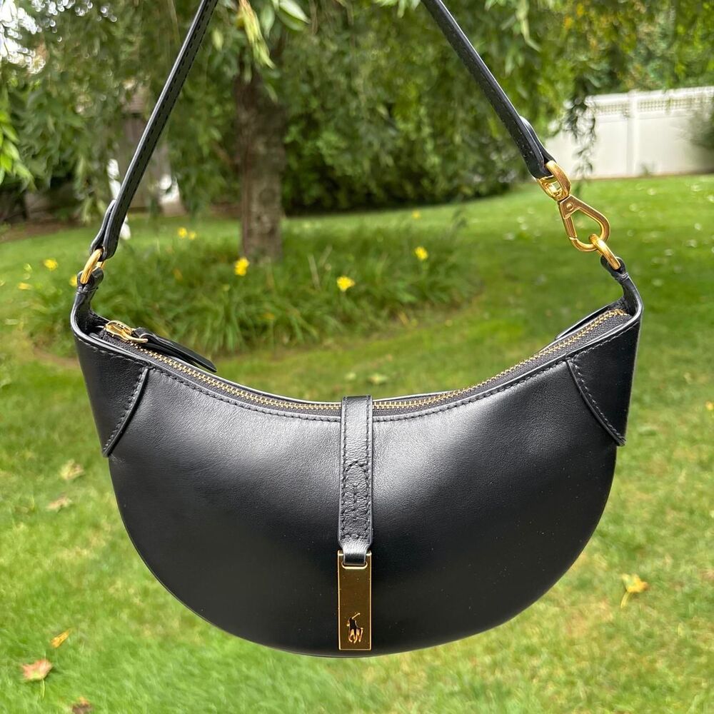 Polo Ralph Lauren ID Mini Shoulder Bag in black leather